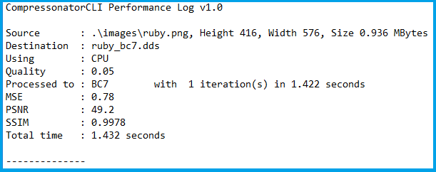Compressonator Log Options