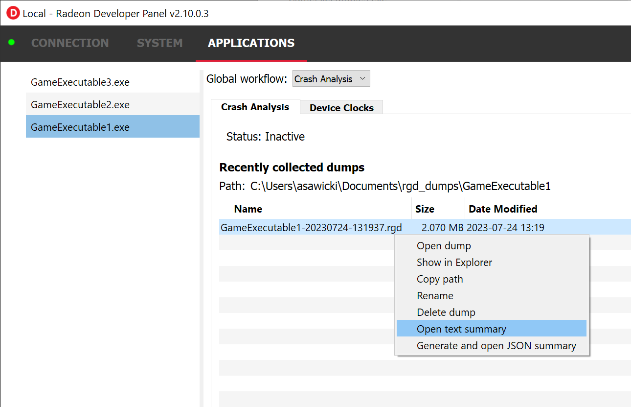 RDP - crash dump created