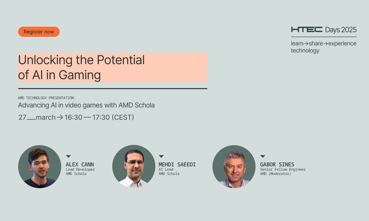 Advancing AI in video games with AMD Schola | HTEC Days 2025 - YouTube link