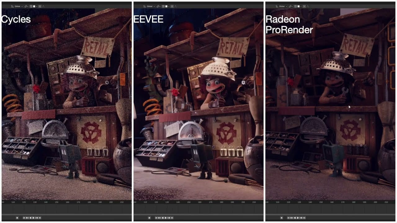 Video link for video showing a Blender Interactive Renderer comparison