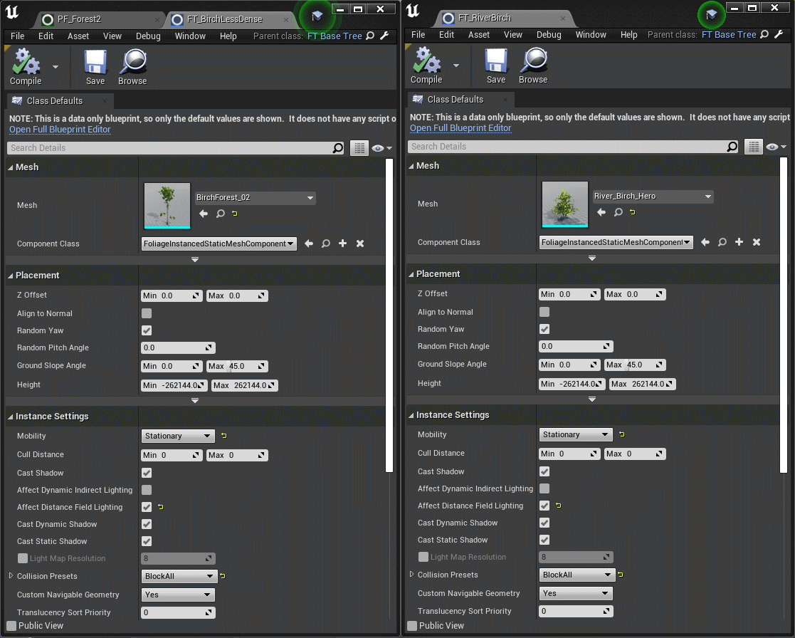 Changing mobility for each blueprint