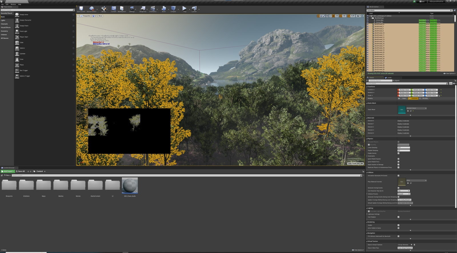 Meshes set to Stationary