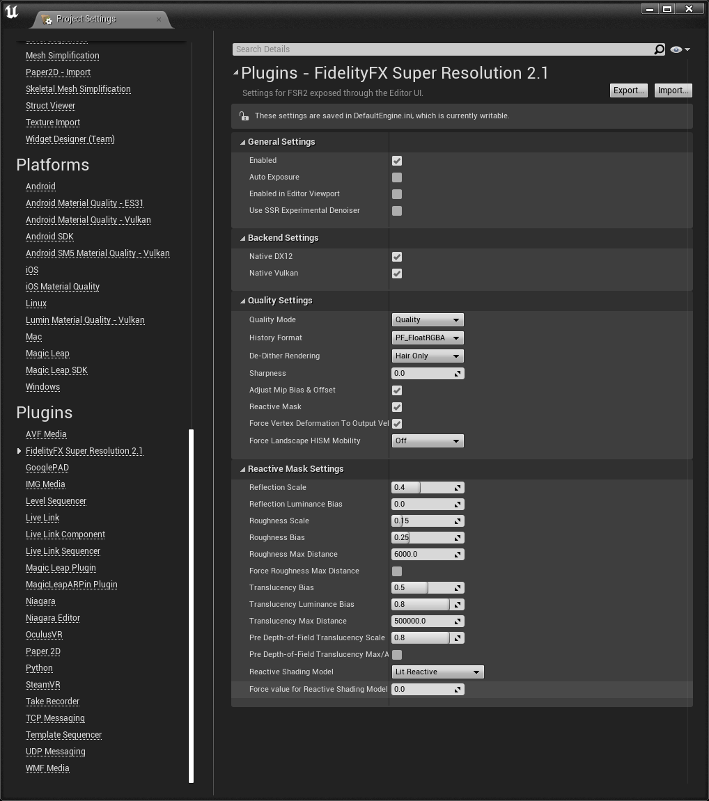 通过设置为 0 来禁用 Reactive Shading Model 的强制值
