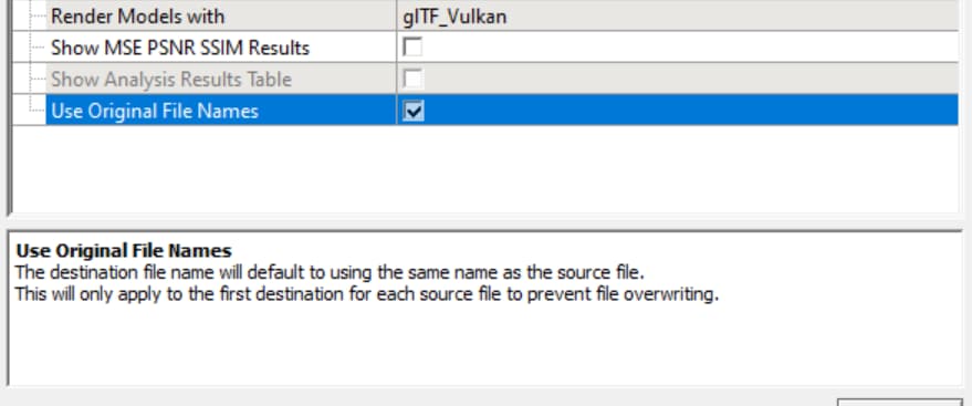 Changing the Use Original File Names option