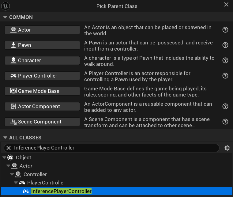 InferencePlayerController creation