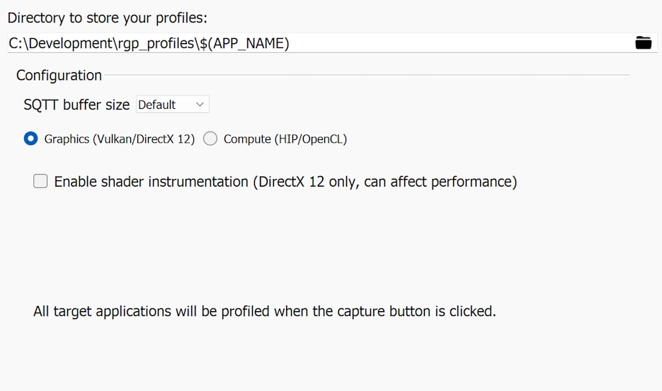 Enable shader instrumentation checkbox in RDP