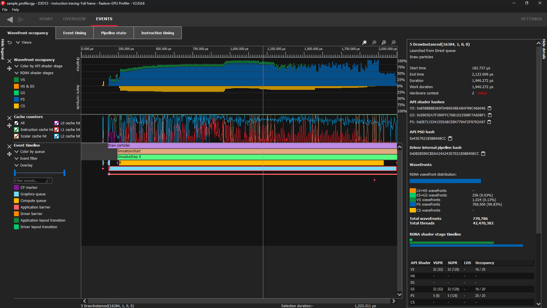 Wavefront occupancy pane in dark mode