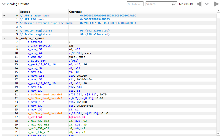 Pipeline state pane ISA view