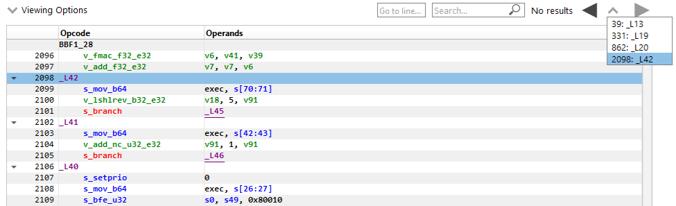 Branch navigation in the ISA view