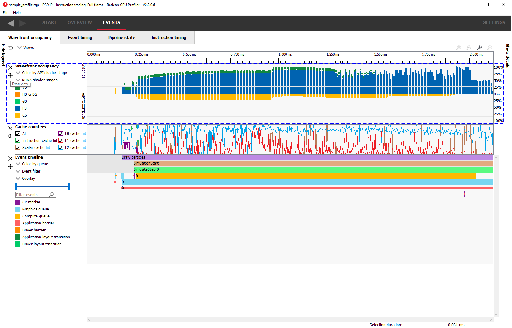 Mouse hover over the drag button