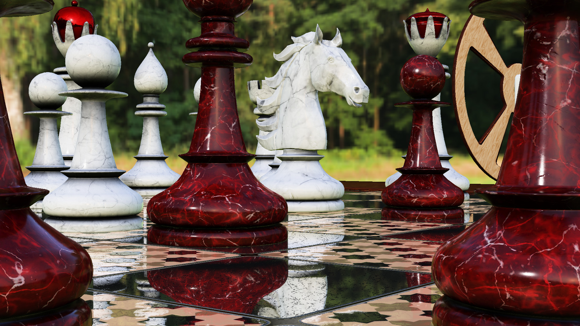 A screenshot showing the final composite of the SSSR reflections into a scene. alt text