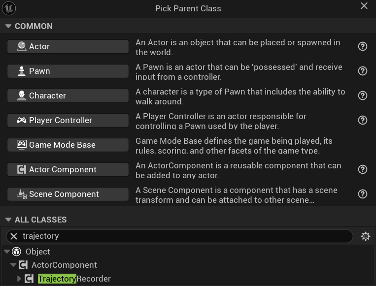 Trajectory recorder creation