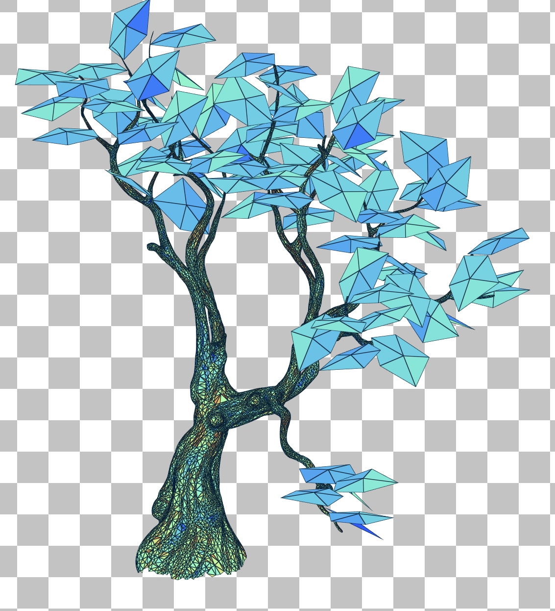 Tree mesh with multiple BLASes triangles